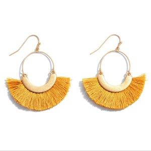 Fringe Tassel Earrings in Mustard